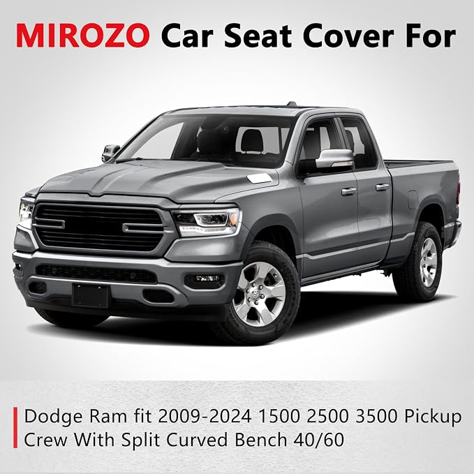 MIROZO Ram Seat Covers Full Set, Faux Leather Truck Seat Covers Compatible - Image 5