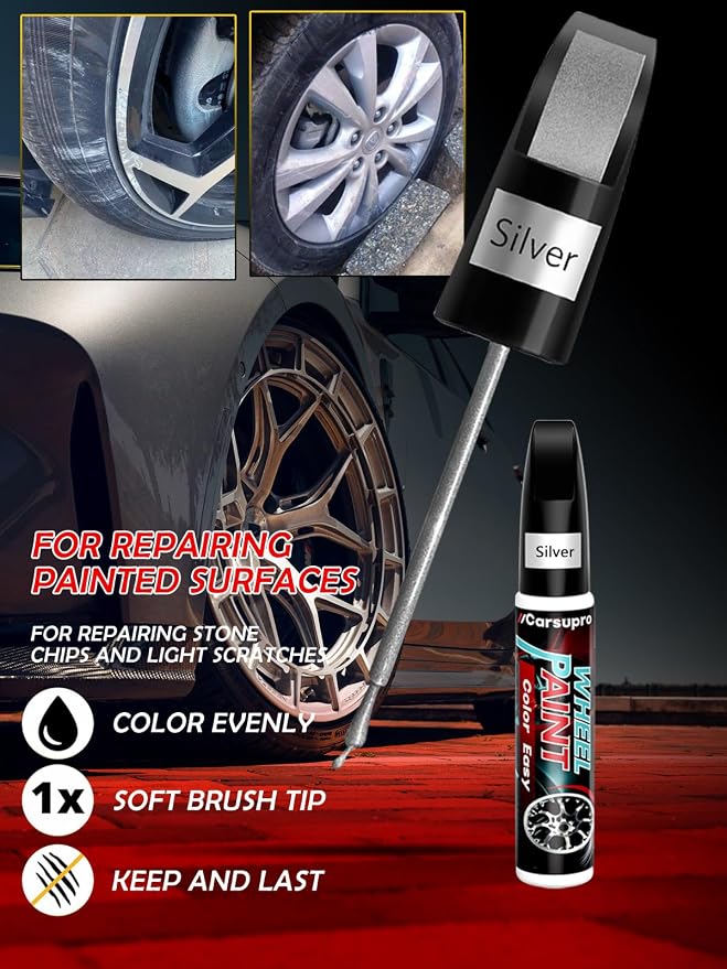 Silver wheel Touch Up Paint Wheel Scratch Repair Pen Car Rim Paint Pen Quick - Image 2