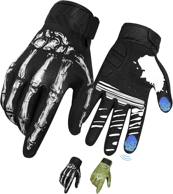 RIGWARL Skeleton Motorcycle Gloves Men Women Touchscreen, Non-Slip Mountain by RIGWARL