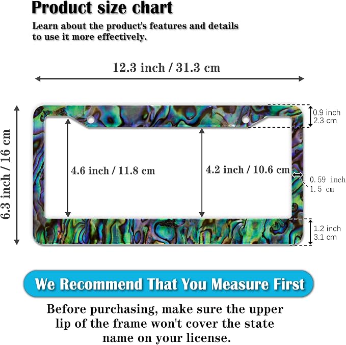 License Plate Frames Multicolor Fun License Plate Frame Cover Faux Abalone - Image 2