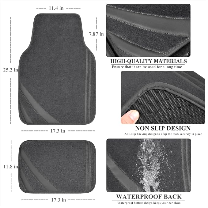 CAR PASS Car Floor Mats, Edge Leather Waterproof Car Mats - Image 2