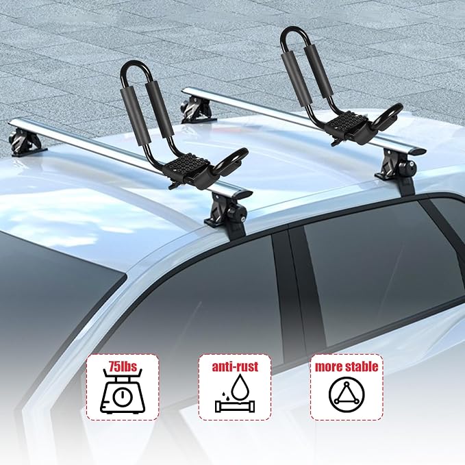FORWODE Heavy Duty Kayak Roof Rack, 1 Pair J-Bar Kayak Rack - Image 5