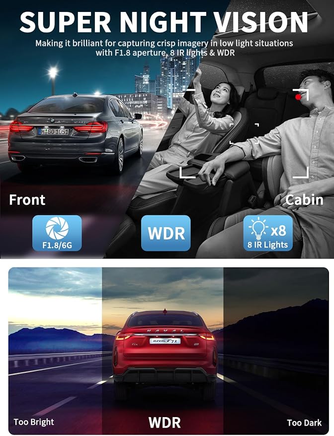 Dash Cam Front and Rear, 360 Dgree View 4 Channel Dash Camera - Image 6