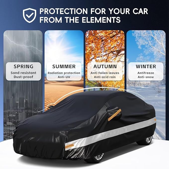 10 Layers Car Cover Custom Fit for Cadillac, Waterproof All Weather for - Image 5