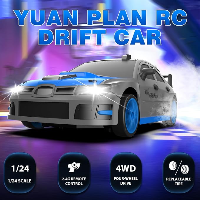RC Drift Car, 1/24 2.4GHz 4WD Remote Control Car High Speed Drift RC Cars - Image 2