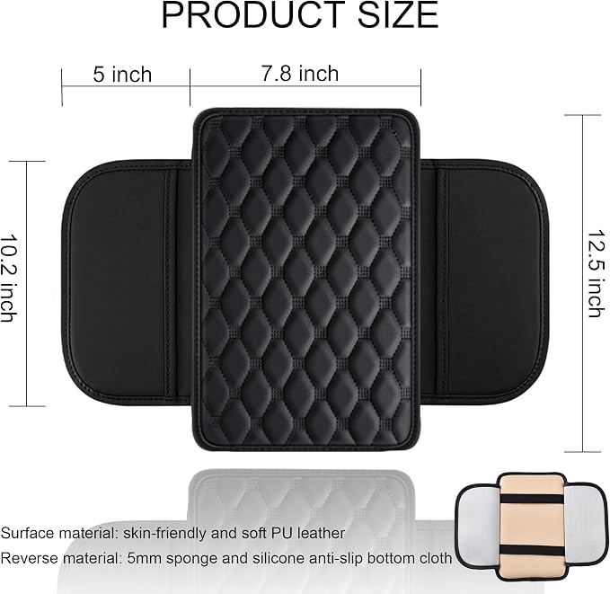 Car Center Console Cover, Leather Car Armrest Cover Cushion - Image 2