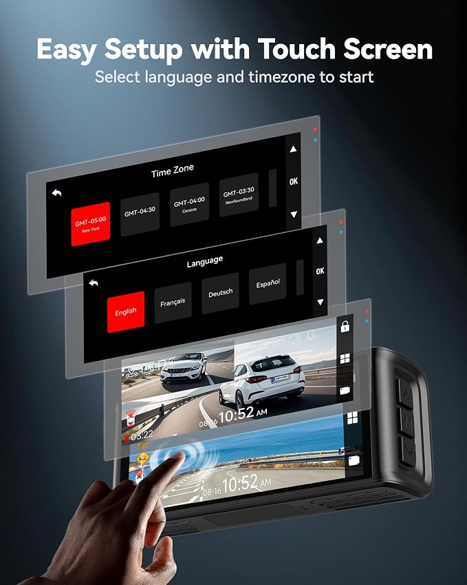 REDTIGER 4K Dash Cam Front and Rear, STARVIS 2 Sensor, Touch Screen 3.18" - Image 4