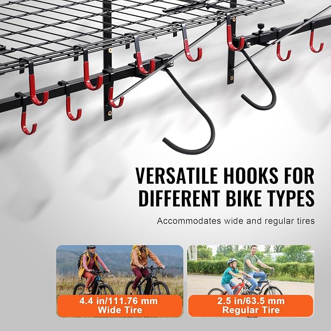 VEVOR Bike Storage Rack, 4 Bike Racks, Wall Mount Bike Storage Hanger - Image 4
