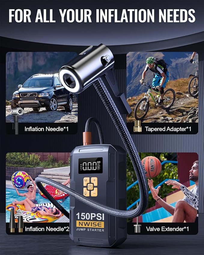 Portable Car Jump Starter with Air Compressor, 150PSI Jump Box Battery Pack - Image 7