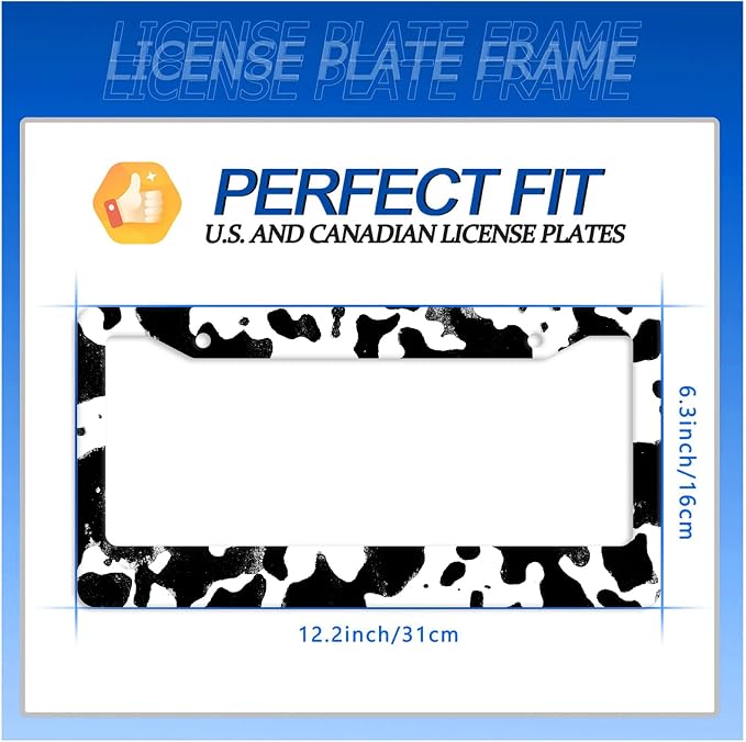 Black White Cows Texture License Plate Frame Animal Cowhide Print License Plate - Image 7