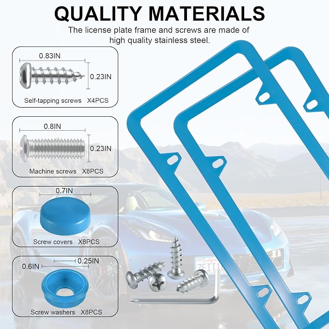 LivTee 4 Holes Stainless Steel License Plate Frames, Automotive Exterior - Image 4