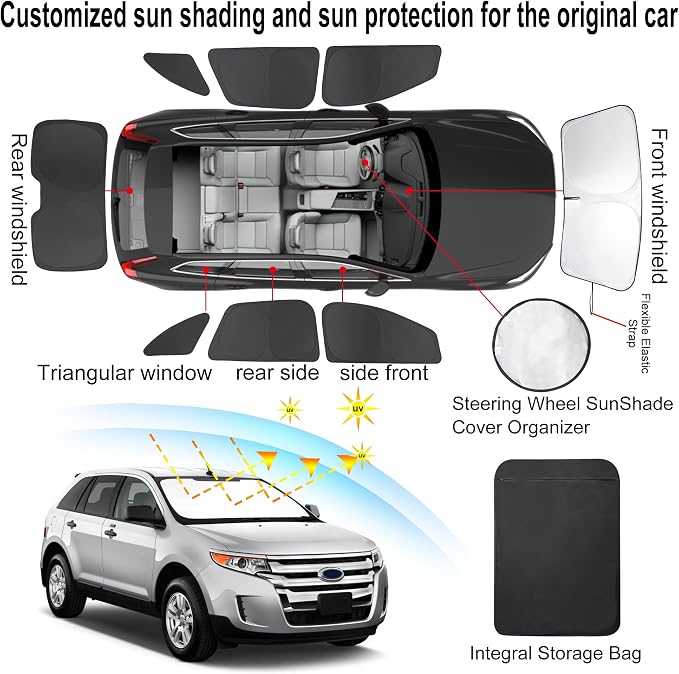TINGLU Window Shades for Ford Edge 2007-2014 Accessories Car Side Full Windows - Image 3