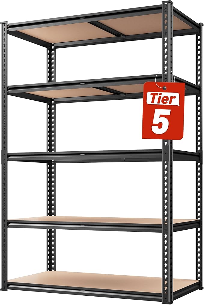 REIBII 2020LBS Storage Shelves 5 Tier Garage Shelving Heavy Duty, Adjustable by REIBII