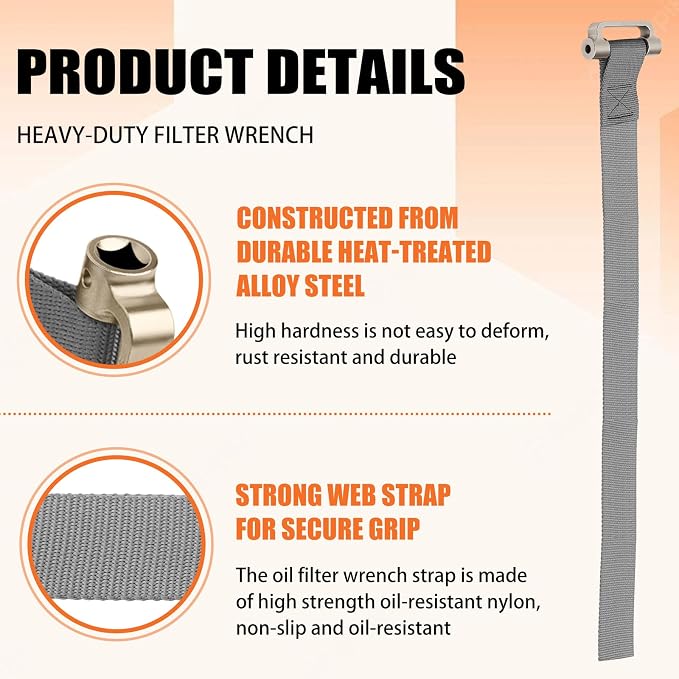 Heavy Duty Strap Oil Filter Wrench - Image 6