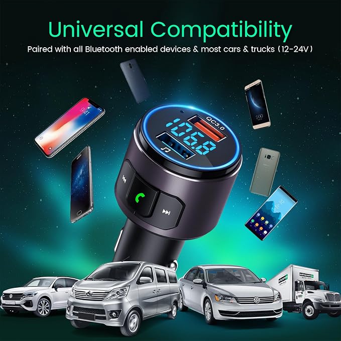 Upgraded V5.0 FM Transmitter for Car-Brown… - Image 4