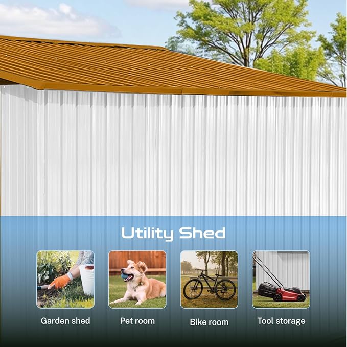 10 x 12 FT Outdoor Storage Shed, Metal Garden Tool Shed - Image 4