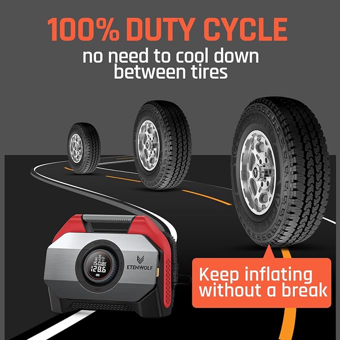 ETENWOLF VORTEX S6 Tire Inflator Portable Air Compressor - Image 4