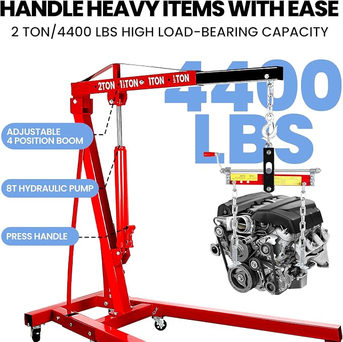 Engine Leveler 1 Ton/2209 LBS Heavy Duty Alloy Steel Engine Hoist Shop Crane - Image 4