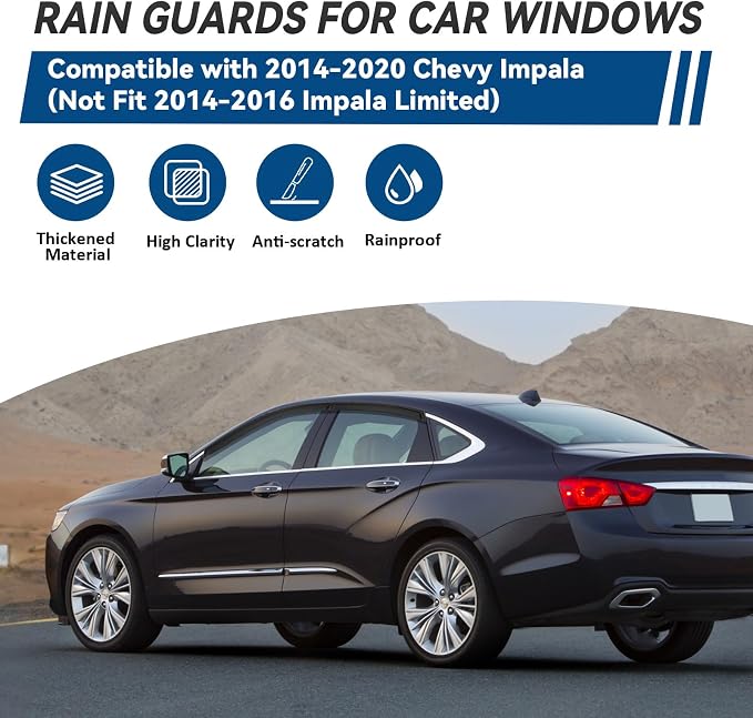 4pcs Front+Rear Smoke Tint Sun/Rain Guard Outside Mount Tape-On Vent Window - Image 2