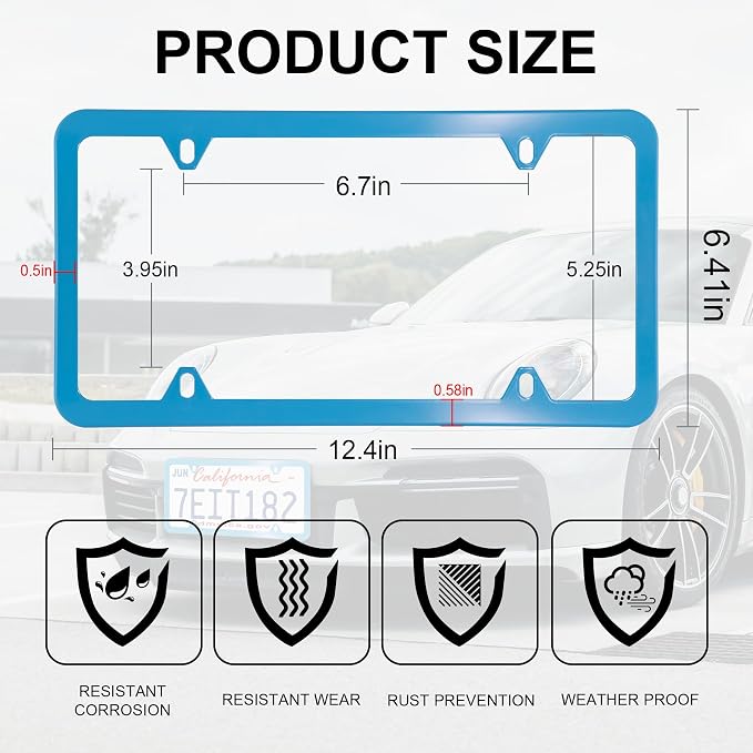 LivTee 4 Holes Stainless Steel License Plate Frames, Automotive Exterior - Image 3