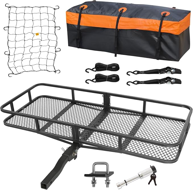 WEIZE Folding Hitch Mount Cargo Carrier Basket 60" x 20" x 6" by WEIZE