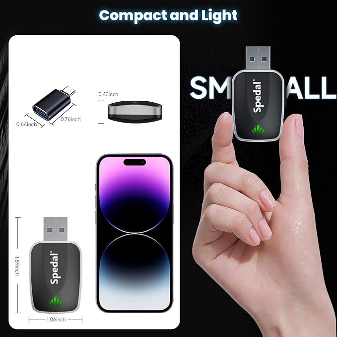 Spedal Wireless CarPlay & Android Auto Adapter, Plug & Play Dongle - Image 7