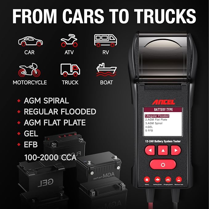 ANCEL BST600 Car Battery Tester - 12V/24V - Image 9
