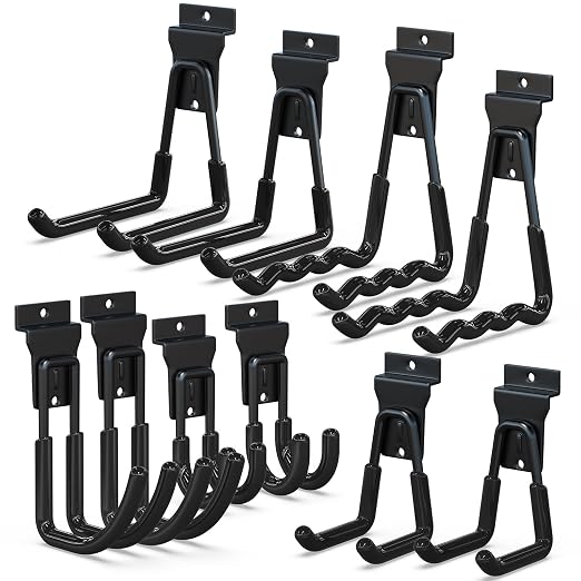 3-H Slatwall Accessories 10 Pack, Slatwall Hooks & Hangers 5 Sizes, Slat Wall by 3-H