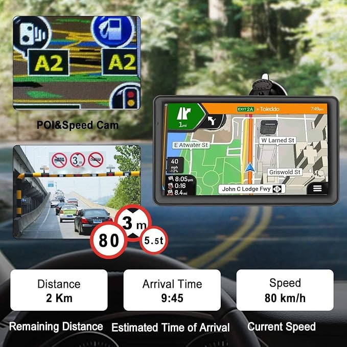 GPS Navigator for Car Truck RV – 9'' HD Touchscreen, Latest 2025 Map - Image 2