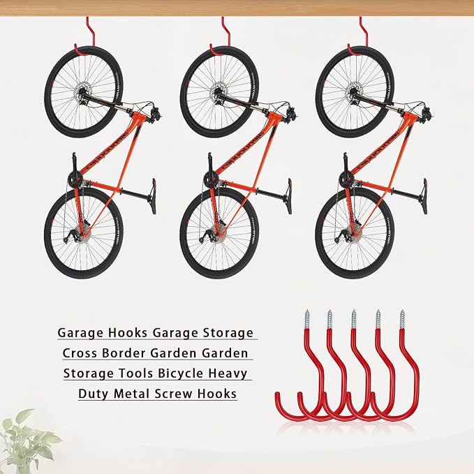Bike Hooks Heavry Duty 6-Pack, Bicycle Storage Hanger Screw in Ceiling Hooks - Image 4