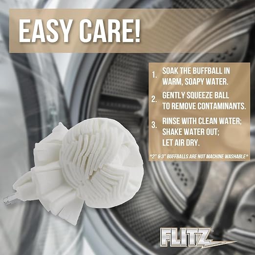 Flitz Buff Ball w/ 1.76oz Metal Polish Paste - 3in Drill Buffer Polisher - Image 4