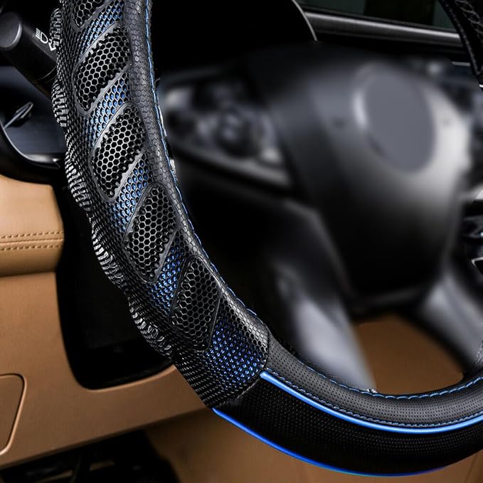 Flying Banner car Steering Wheel Cover Faux Leather Massage Universal fit 3D - Image 2