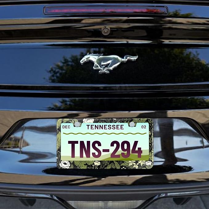 Sage Green Floral License Plate Frame Plant Flowers Stainless Steel License - Image 7