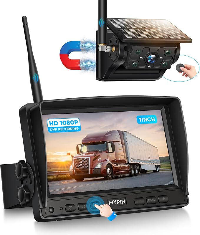 Solar Wireless Magnetic Backup Camera, 9900mAh Battery Powered Rechargeable by MYPIN