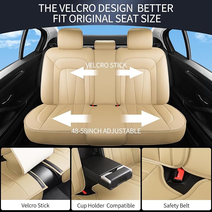 Car Seat Covers Full Set, Breathable and Waterproof Faux Leather Automotive - Image 4