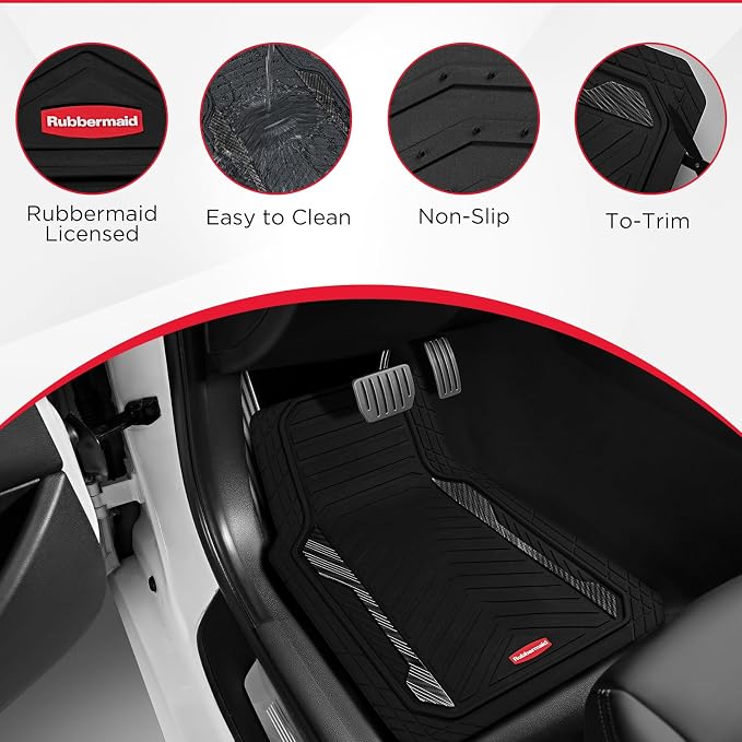 Rubbermaid Car Floor Mat, Heavy Duty All-Weather Car Mats Full Set - Image 6
