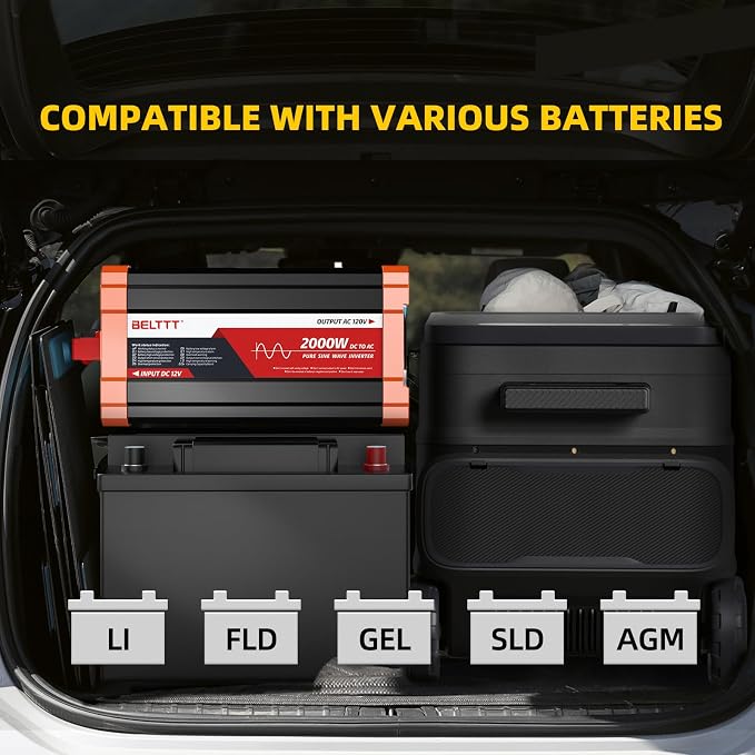BELTTT 2000W Pure Sine Wave Inverter, Car Power Inverter 12V to 120V AC - Image 9
