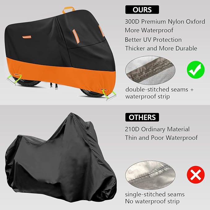 Large Motorcycle Cover Heavy Duty Motorcycle Tarp All Season Durable Waterproof - Image 4