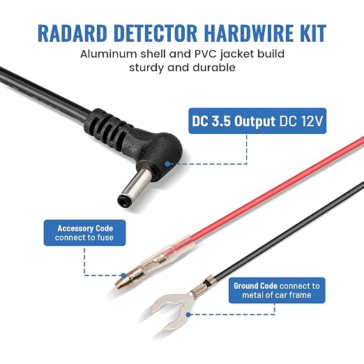 EWAY Radar Detector Hardwire Kit, DC3.5 Direct Wire Wiring Kit - Image 3