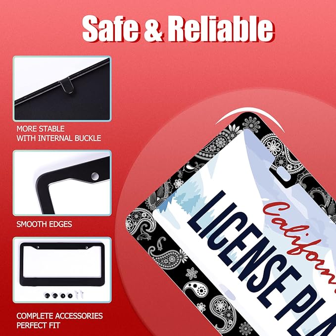 Personalise Paisley Boho Printed License Plate Frames Color License Plate Frame - Image 2