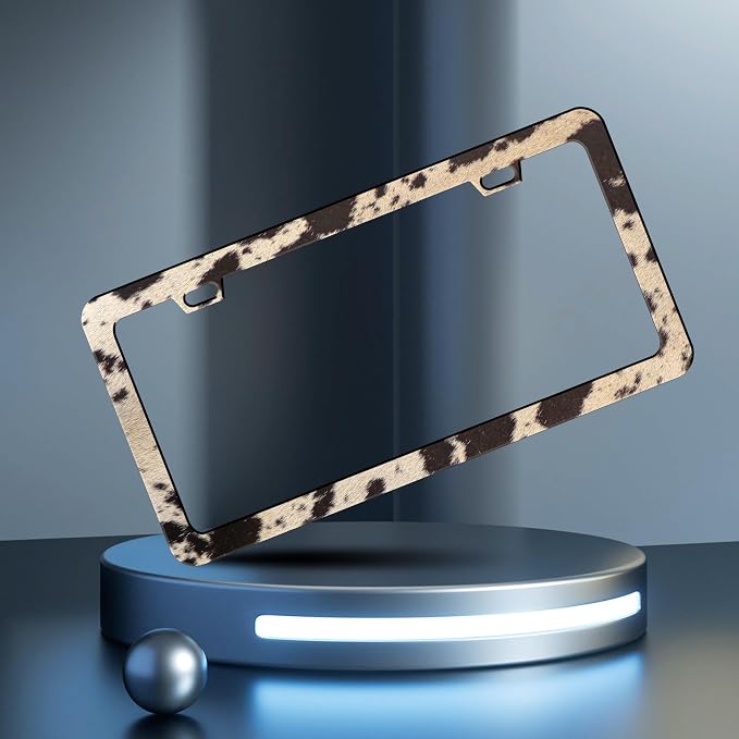 Brown Cow Print License Plate Frame Animal License Plate Frames Personalise - Image 2