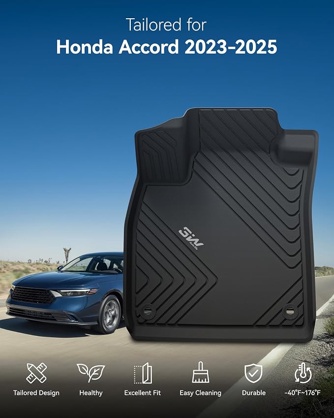3W Floor Mats Fit for Honda Accord 2023 2024 2025 All Weather Heavy Duty Custom - Image 2