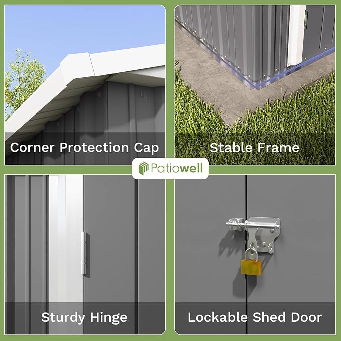 Patiowell 8x6 FT Outdoor Storage Shed, Garden Storage Shed - Image 3