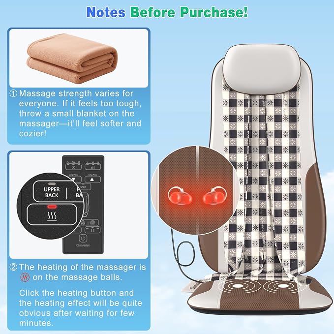 Shiatsu Back Massager with Heat, Massage Chair Pad Seat Cushion - Image 8