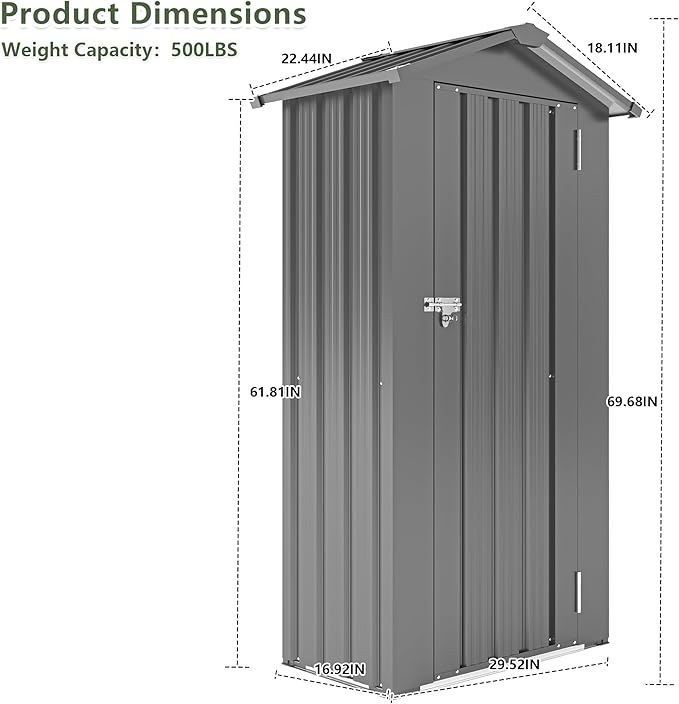 Outdoor Metal Storage Shed, Waterproof Garden Tool Shed - Image 6
