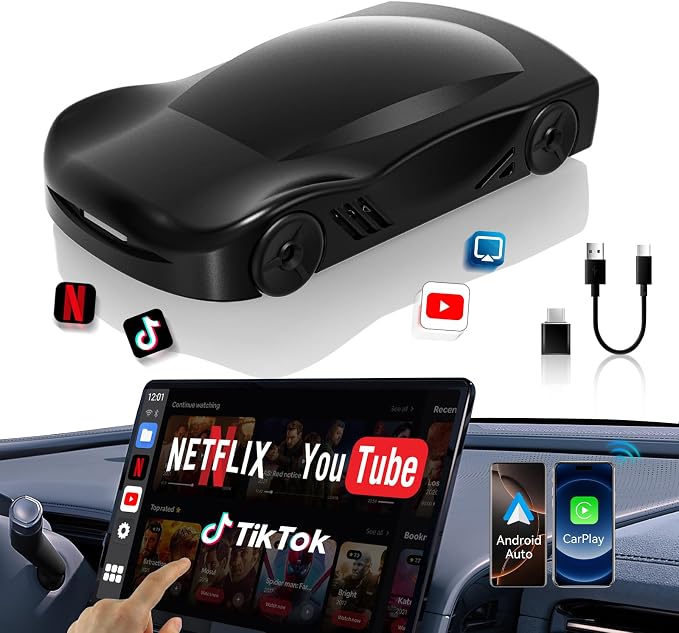 4-in-1 Carplay Ai Box, Wireless CarPlay & Android Auto Adapter, Compatible by Minalook-EnjoyYourCarLife