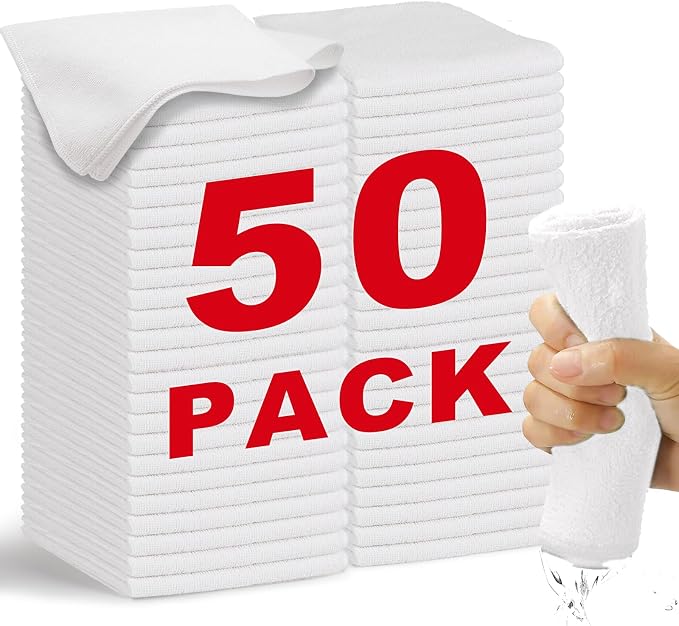 Microfiber Cleaning Cloth-50Pcs Ultra Soft Highly Absorbent Rags, Reusable by WEAWE