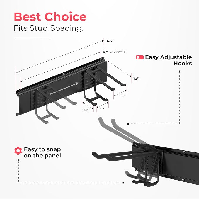 Garage Wall Organizer | 48" Heavy-Duty Tool Storage Rack | Adjustable - Image 2