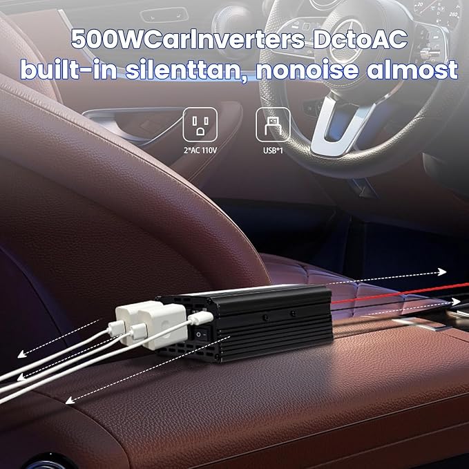 Power Inverter 1000W, Inverter 12v to 110v Car Power Inverters - Image 7