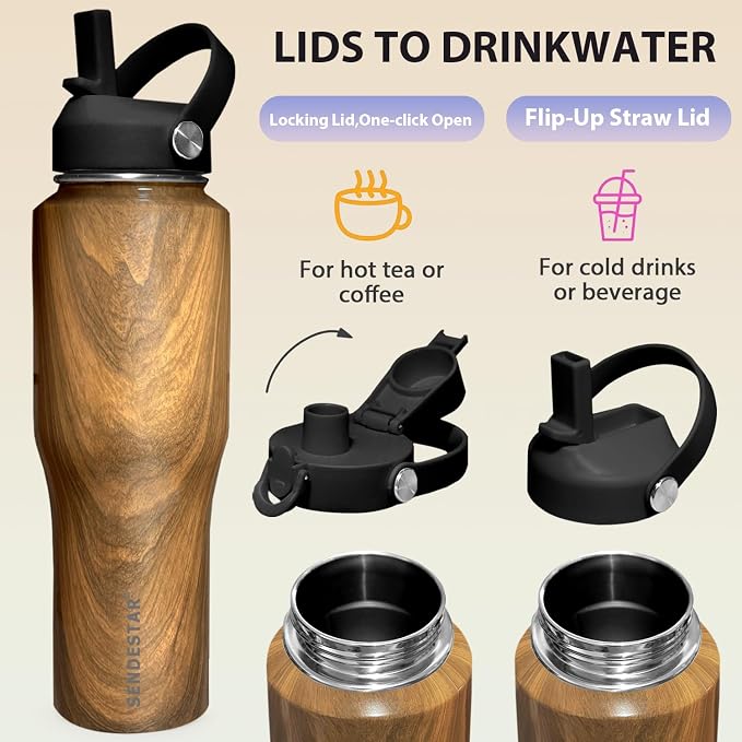 SENDESTAR 32oz Water Bottle Wide Mouth Stainless Steel Vacuum Insulated Double - Image 4
